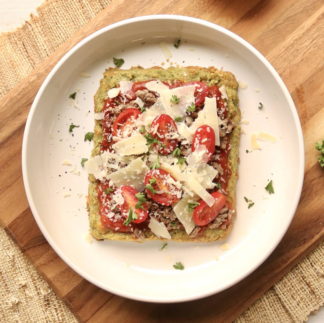 Broccoli Crusted Beef Pizza