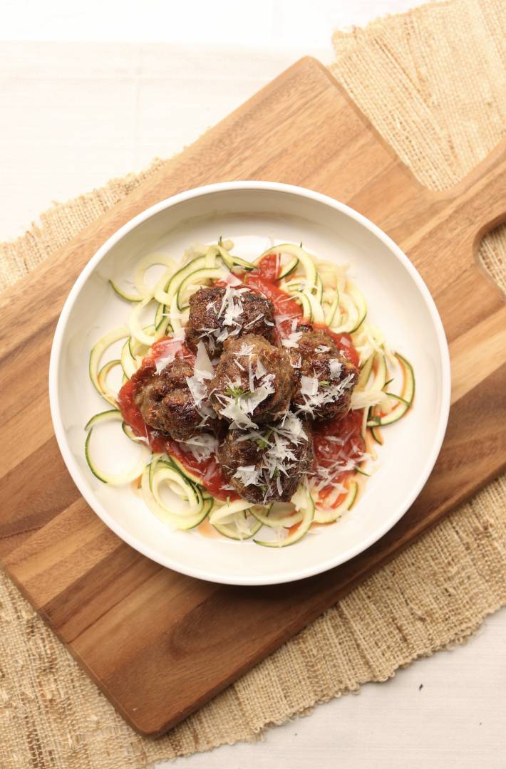 Zucchini Pasta with Beef Meatballs